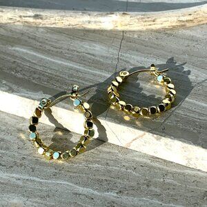 NEW ~ Anthropologie Ettika Gold Beaded Hoop Earrings